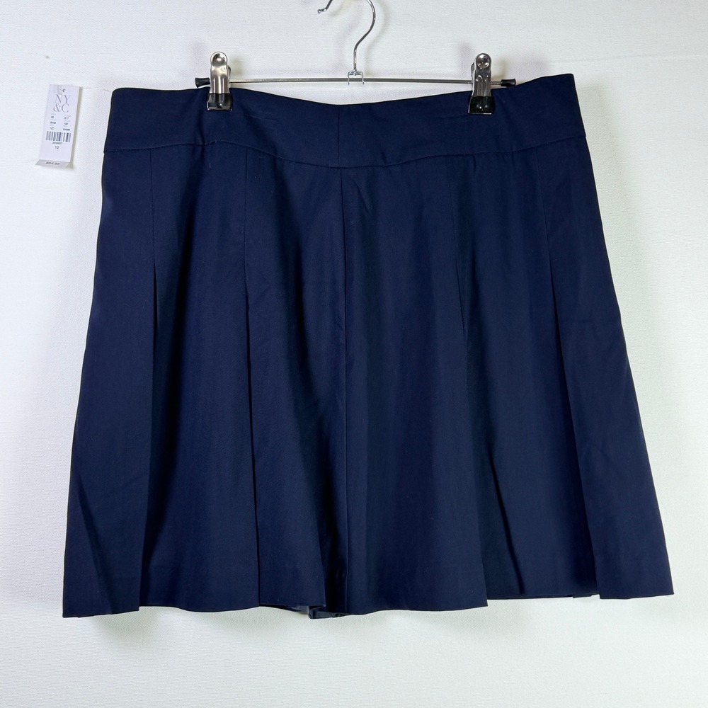 NEW YORK & COMPANY Navy Blue Pleated Stretch Mini Skirt 12